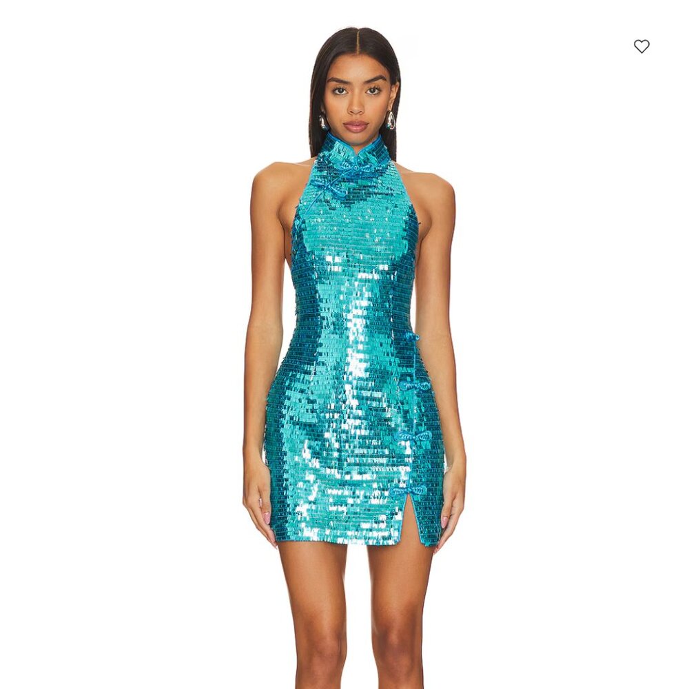 SAU LEE Mae Dress in Peacock Blue (Size 4)